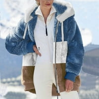Gathrrgyp Womens Coats Otizja zima, modni ženski topla FAU kaput jakna Zimski patentni patentni rukav