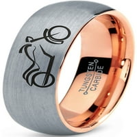 Volfram motocikl bicikl motor bicikl prsten za prsten za muškarce žene udobnost FIT 18K ruža zlatna kupola