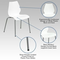 Flash nameštaj Hercules serije lb. Kapacitet Bijela stočna stolica sa lumbalnom podrškom i srebrnim okvirom