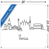 Linijska linija Skyline - Venecijanski zidni poster sa pushpinsom, 22.375 34