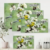 Designart 'ptica sjedi na grani trešnje' tradicionalni platneni zidni umjetnički Print