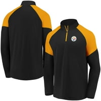Muški fanatici brendirani Crni Pittsburgh Steelers primarni Logo Colorblock Raglan četvrtina-jakna sa