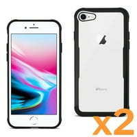 IPhone 7 8 se TPU torbica od tvrdog stakla sa kaljenim staklom za zaštitu ekrana u prozirnoj crnoj boji za upotrebu sa Apple iPhoneom 7 8 se 2-pack