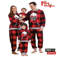 Odgovarajući porodični kompleti pidžama Božićni Pjs sa kapuljačom s printom medvjeda i kariranim pantalonama
