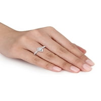 Carat T.W. Dijamantni sterling srebrni suzarki halo zaručnički prsten