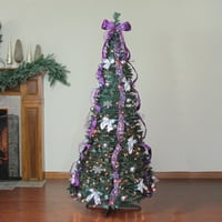 6 ' prethodno osvijetljeno ljubičasto i srebro unaprijed ukrašeno Pop-Up vještačko božićno drvce