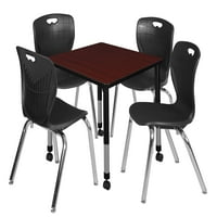 KEE 30 Podesiva kvadratna visina Moblie Classroom tabela - Mahagoni & Andy 18-u stočnim stolicama - crna